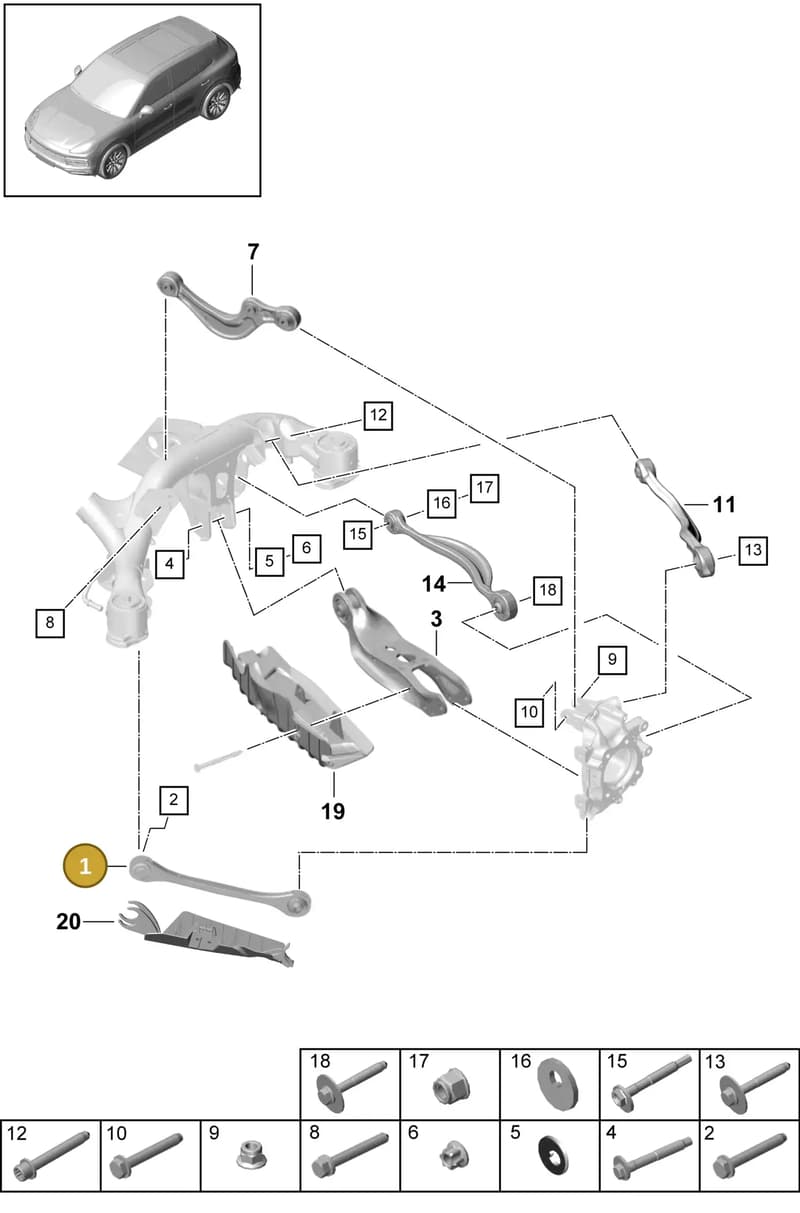 PAB505291A — Porsche Cayenne (2017-2023) diagram p51501010, position 1