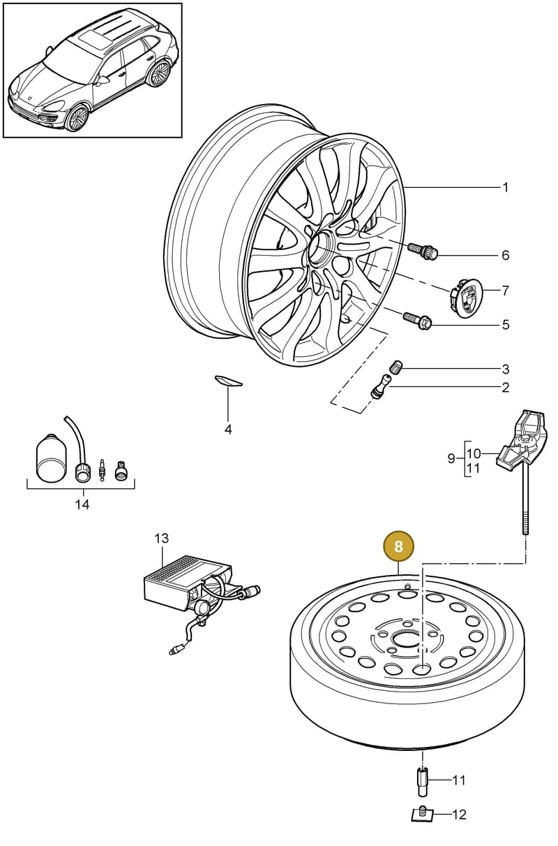 PAB60101001 — Porsche Cayenne (2010-2018) diagram p37601000, position 8