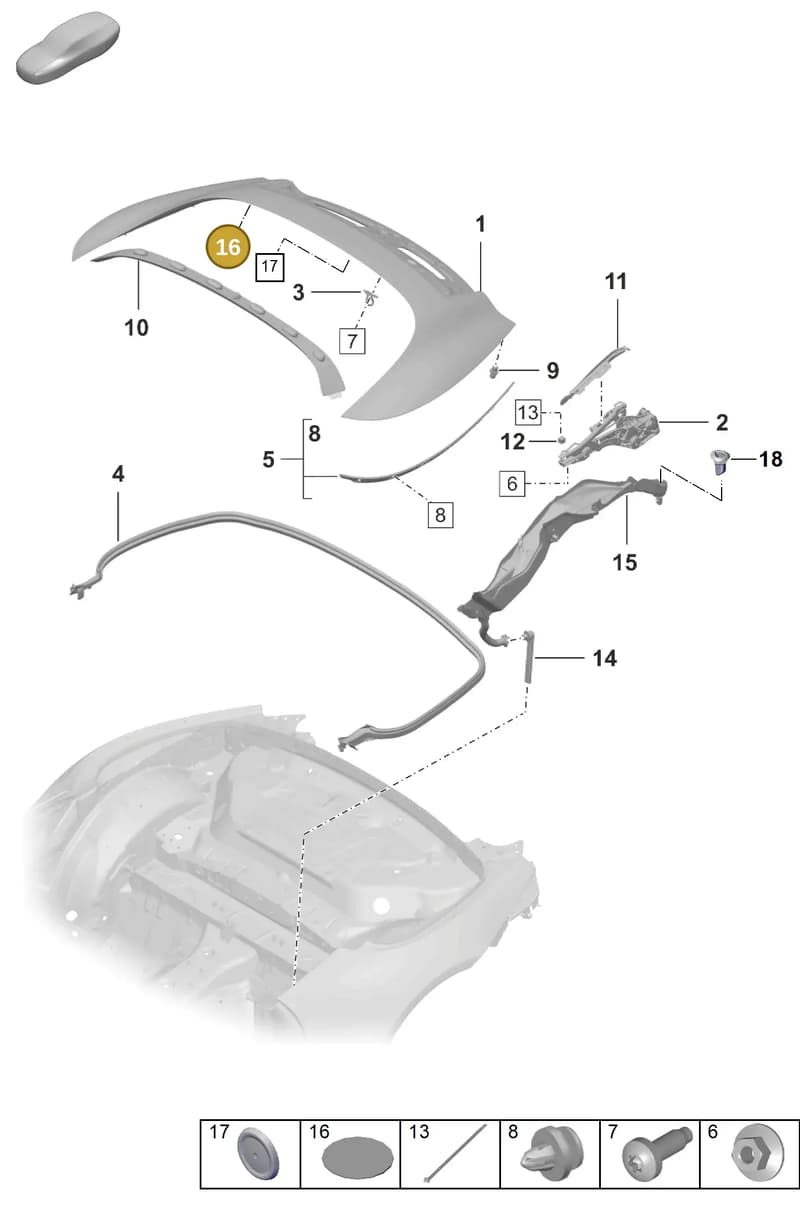 PAB804535A — Porsche 911 (2018-2024) diagram p53811060, position 16