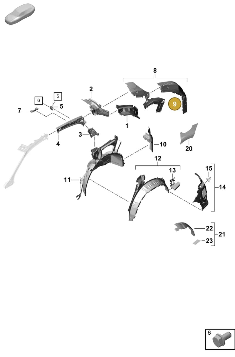 PAB809329AGRV — Porsche Cayenne Hybrid Coupe (2023-) diagram p60801540, position 9