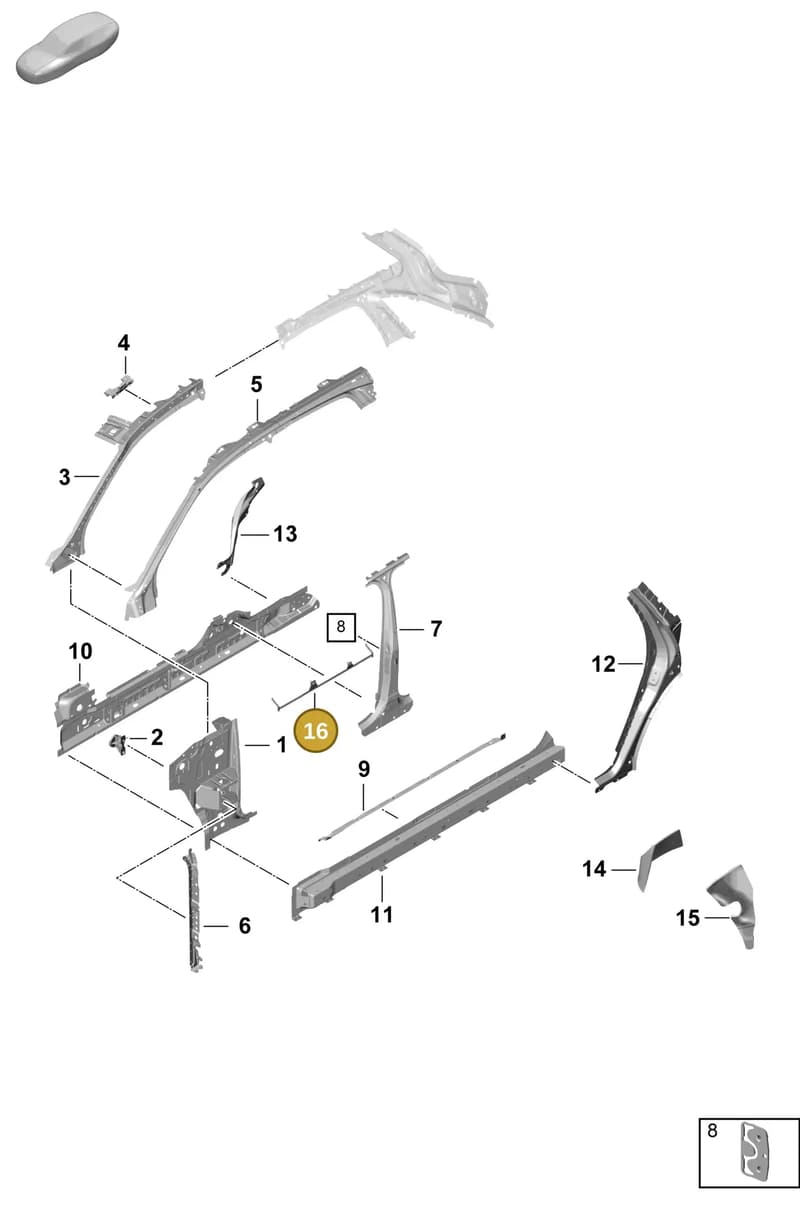 PAB809397 — Porsche Cayenne Coupe (2023-2023) diagram p60801500, position 16