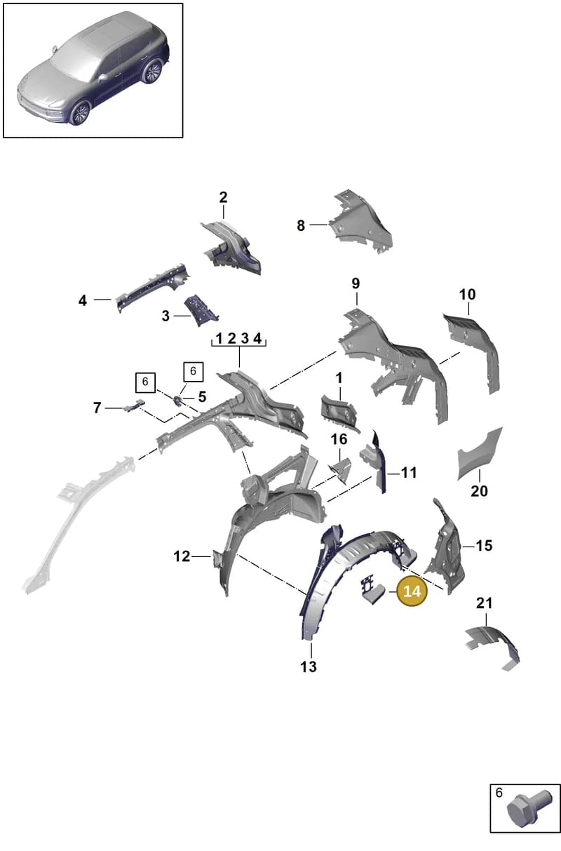 PAB809492AGRV — Porsche Cayenne (2017-2023) diagram p51801060, position 14