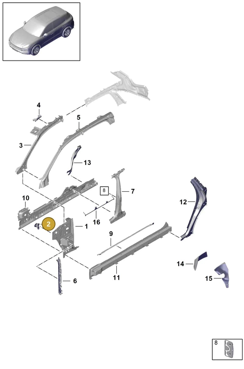 PAB81084500 — Porsche Cayenne (2017-2023) diagram p51801055, position 2