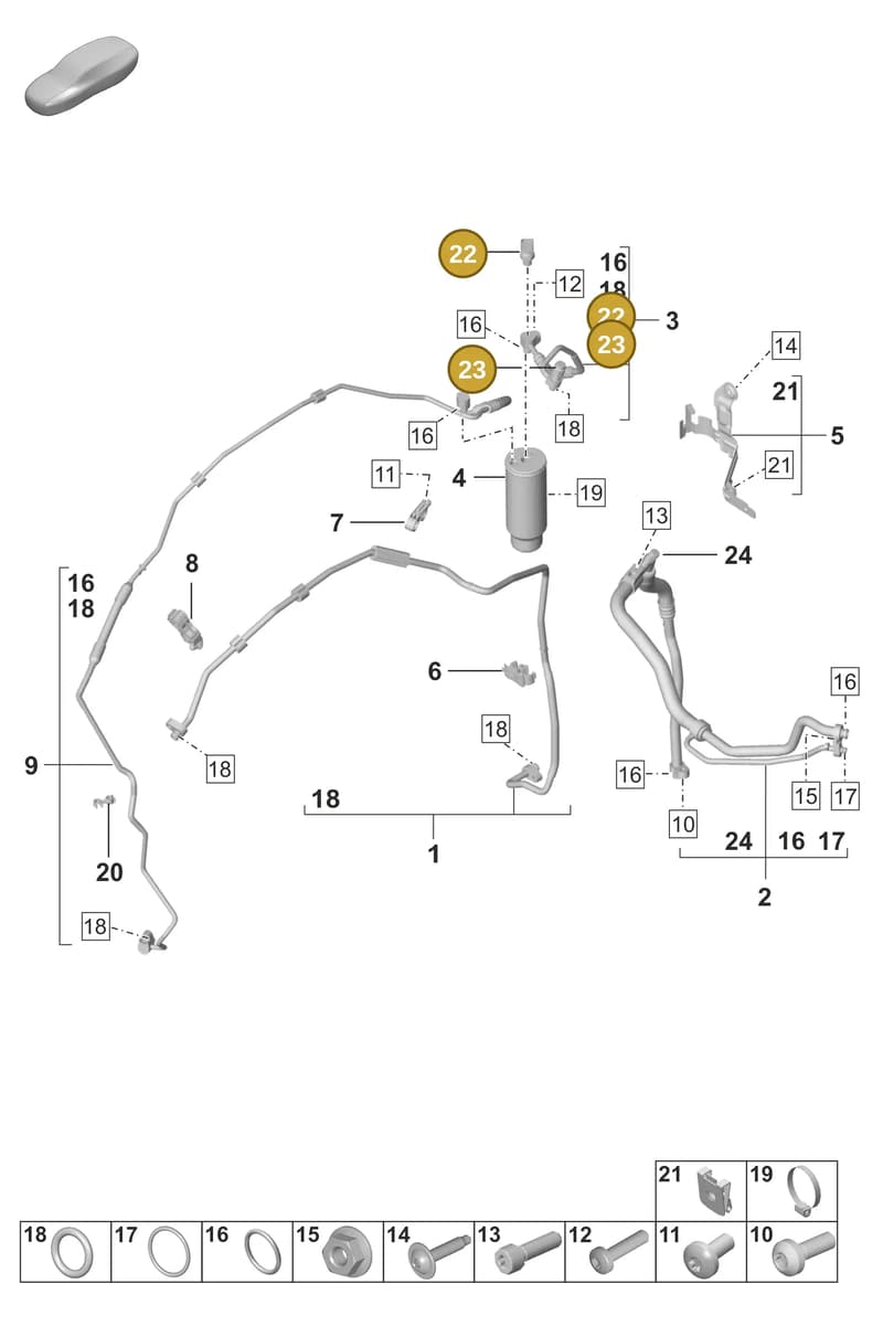 PAB820581 — Porsche 911 (2021-2022) diagram p53814700, position 22+23