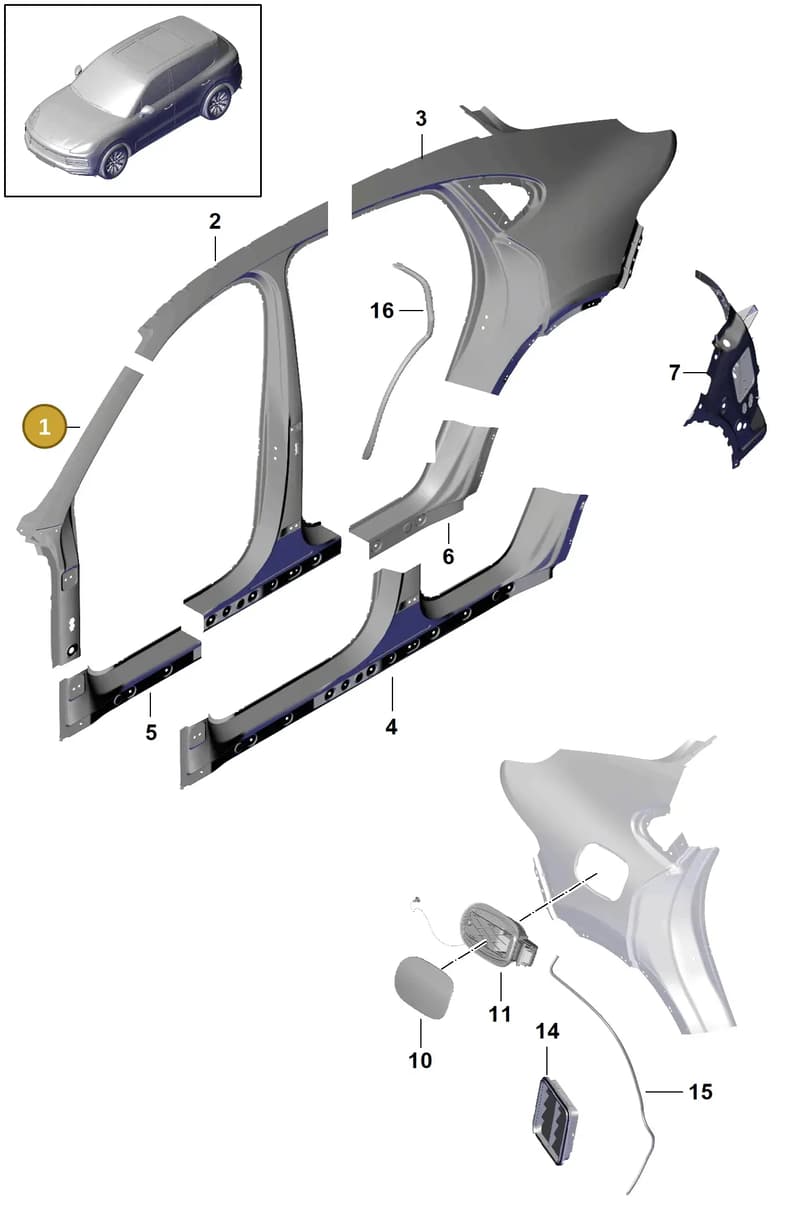 PAB825235G — Porsche Cayenne (2017-2023) diagram p51801070, position 1