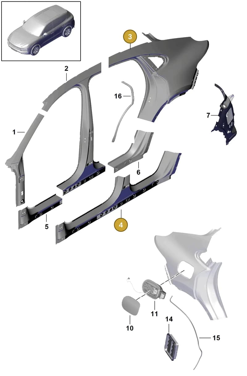 PAB825236B — Porsche Cayenne (2017-2023) diagram p51801070, position 3+4