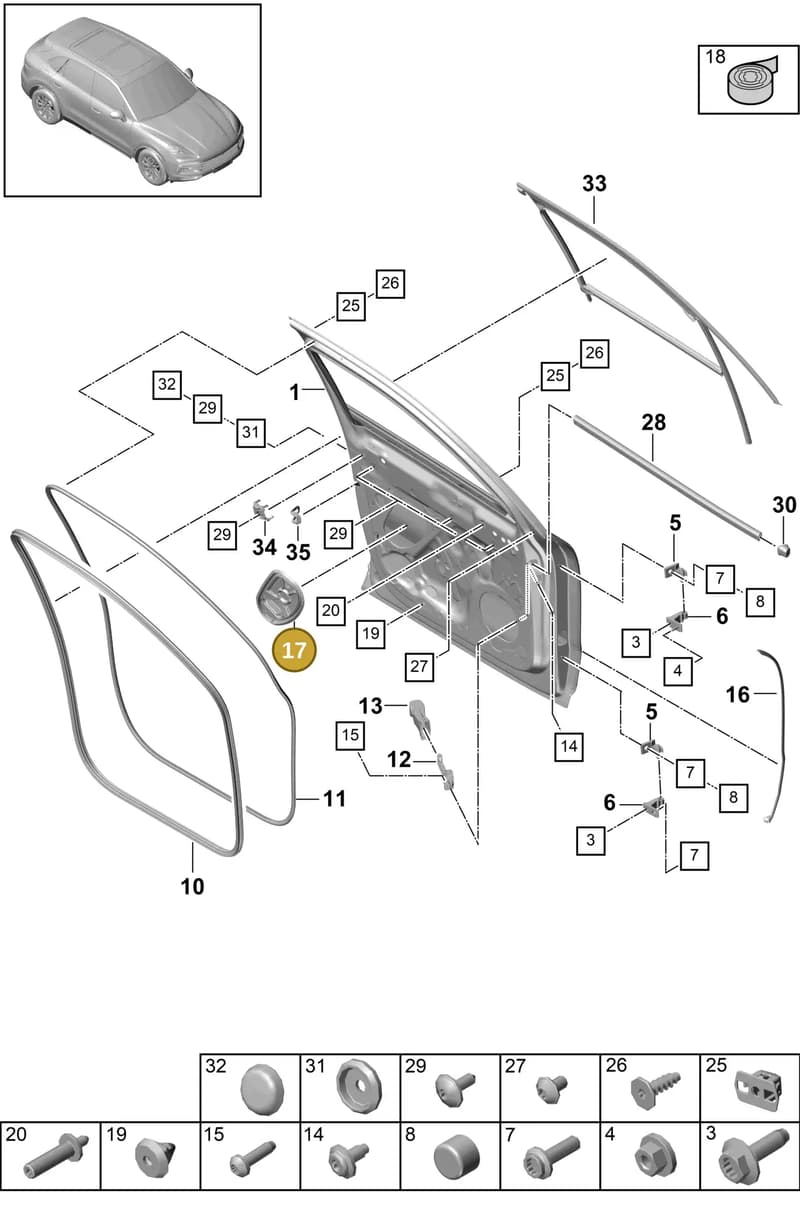 PAB837916 — Porsche Cayenne (2017-2023) diagram p51804000, position 17