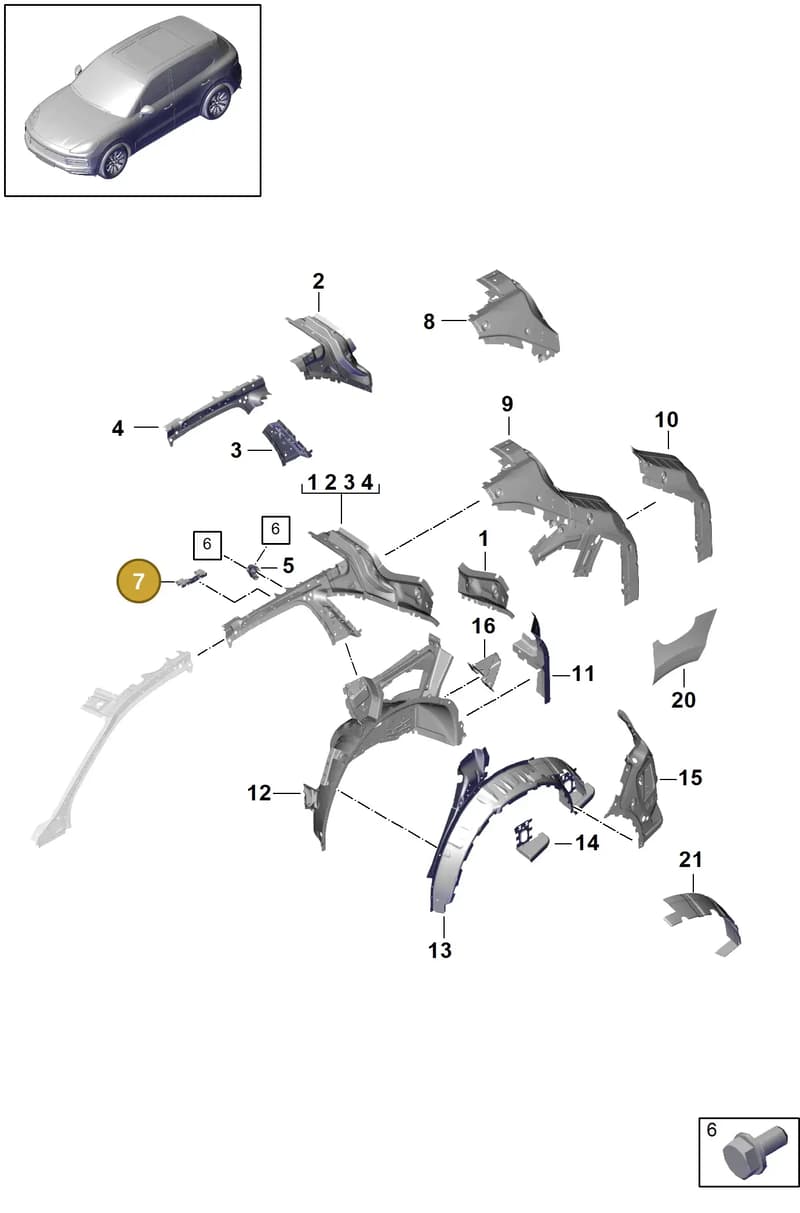 PAB857647A — Porsche Cayenne (2017-2023) diagram p51801060, position 7