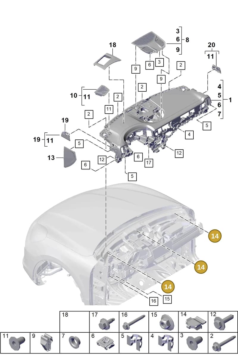 PAB85794900 — Porsche Cayenne Coupe (2023-2023) diagram p60809000, position 14