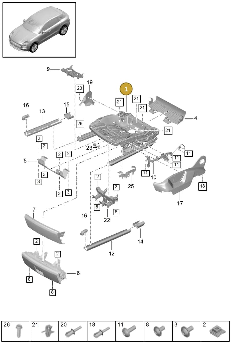 PAB881106 — Porsche Macan (2018-2022) diagram p52817130, position 1
