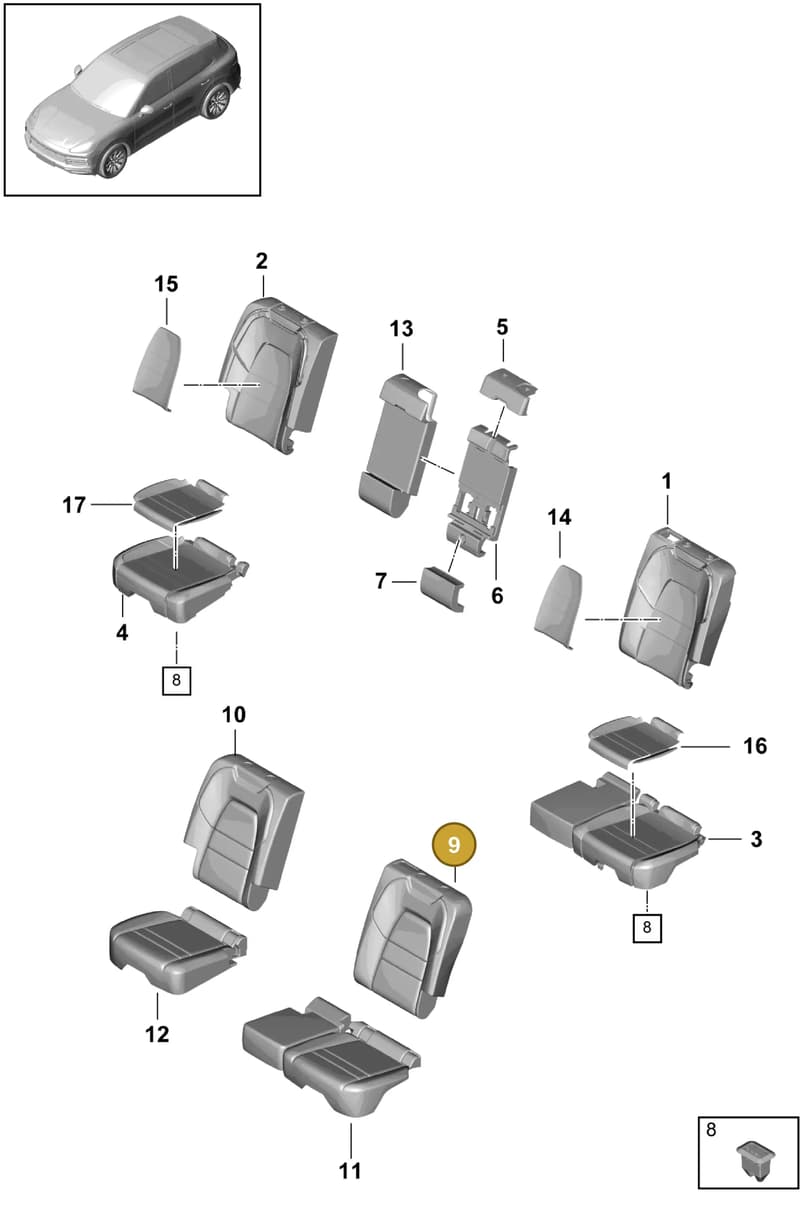 PAB88573900OT5 — Porsche Cayenne (2017-2023) diagram p51818000, position 9