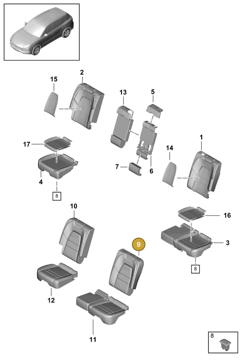 PAB885740001E0 — Porsche Cayenne (2017-2023) diagram p51818030, position 9