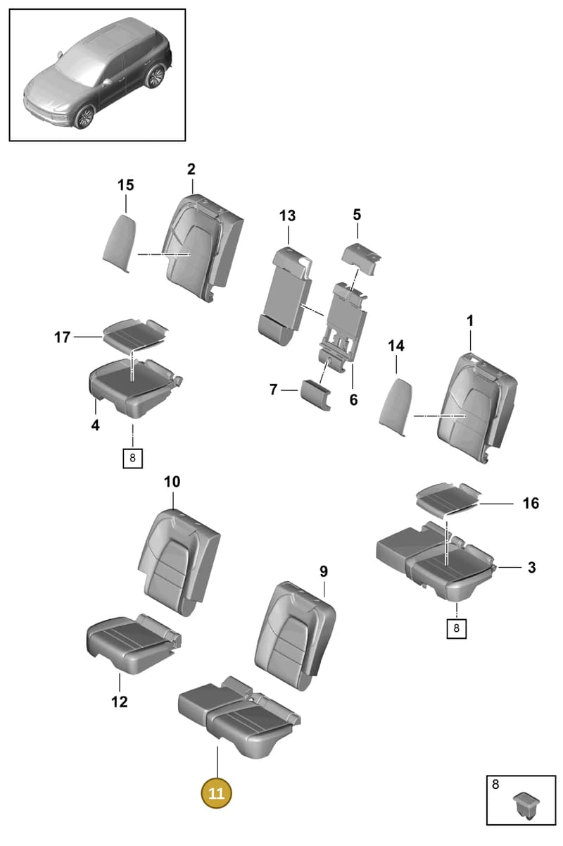 PAB885780001E0 — Porsche Cayenne (2017-2023) diagram p51818030, position 11