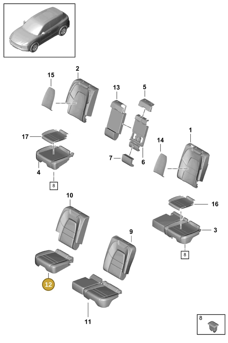 PAB885782001E0 — Porsche Cayenne (2017-2023) diagram p51818030, position 12