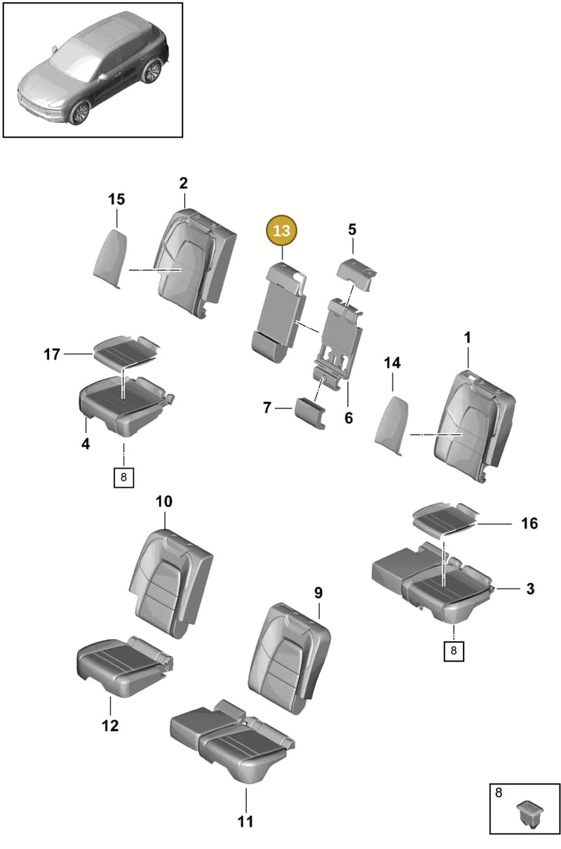 PAB88593300OL8 — Porsche Cayenne (2017-2023) diagram p51818000, position 13
