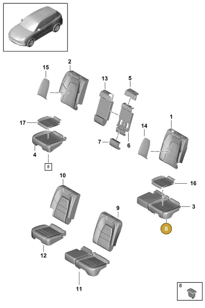 PAB886373 — Porsche Cayenne (2017-2023) diagram p51818020, position 8