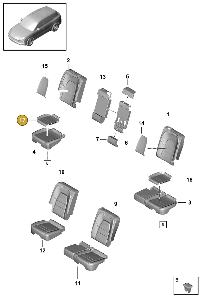 PAB88674700OS1 — Porsche Cayenne (2017-2023) diagram p51818020, position 17