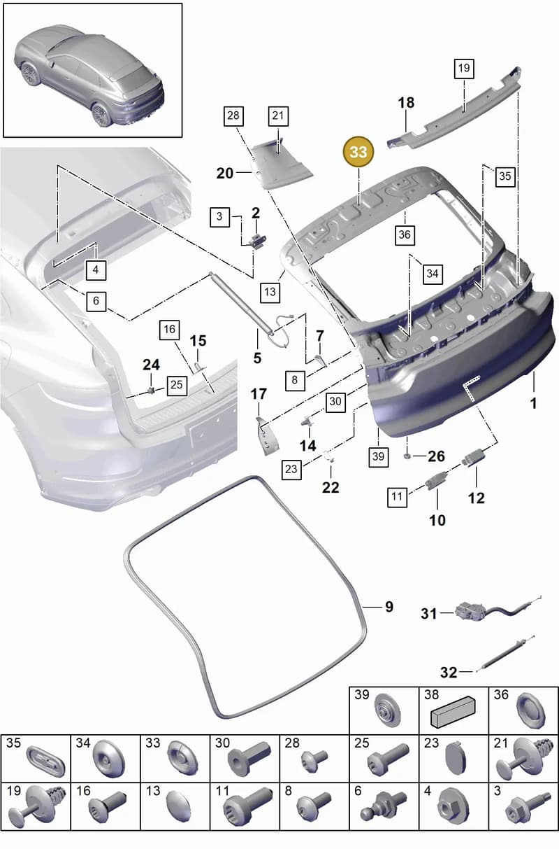 PAB899184 — Porsche Cayenne (2017-2023) diagram p51803015, position 33