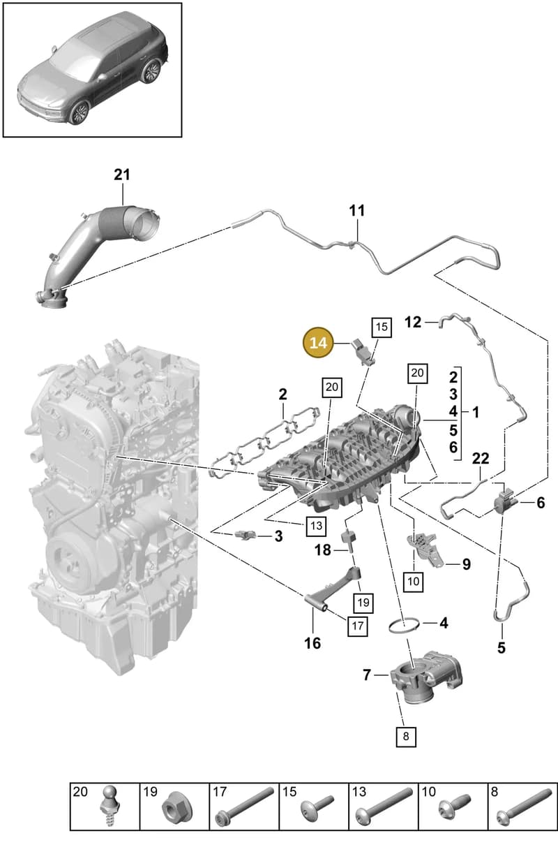 PAB906051 — Porsche Cayenne (2017-2023) diagram p51107050, position 14