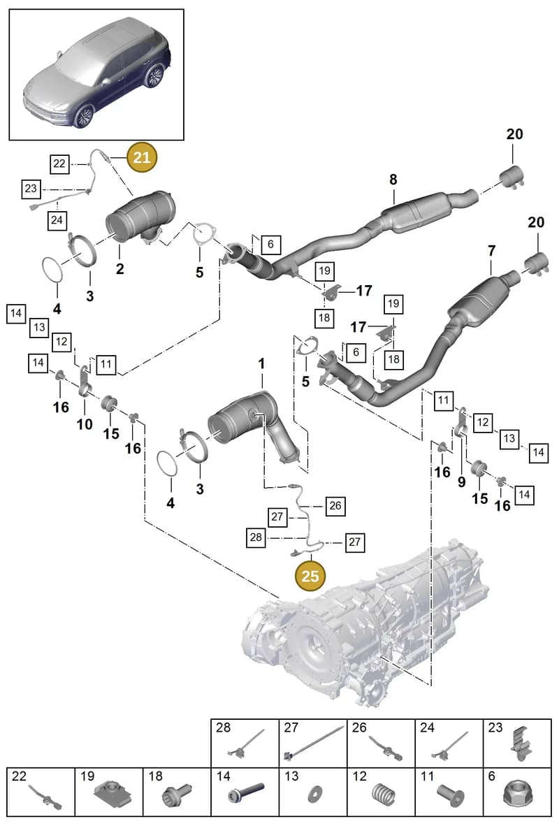 PAB906265G — Porsche Cayenne (2017-2023) diagram p51202080, position 21+25