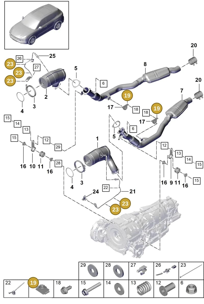 PAB906265G — Porsche Cayenne (2017-2023) diagram p51202070, position 19+23