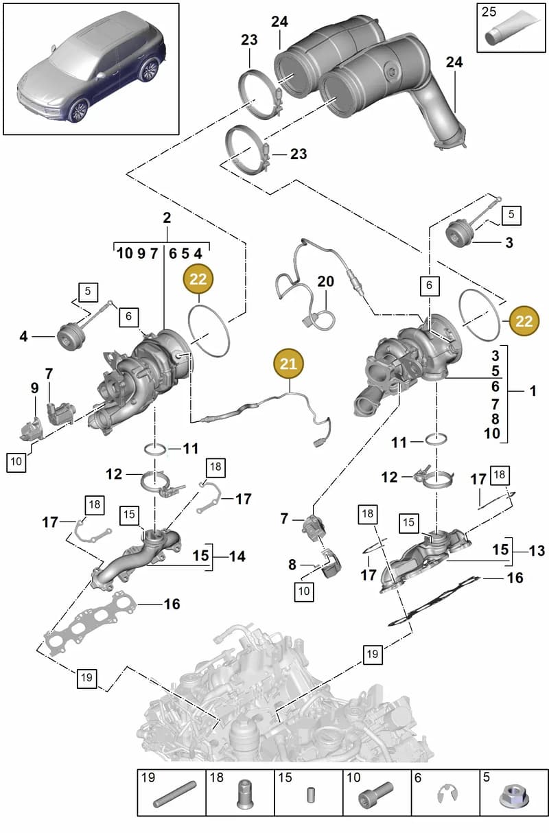 PAB906265M — Porsche Cayenne (2017-2023) diagram p51202000, position 21+22
