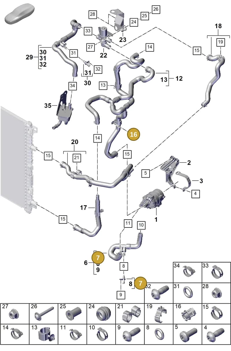 PAB906407 — Porsche Cayenne Coupe (2023-2023) diagram p60105330, position 7+16