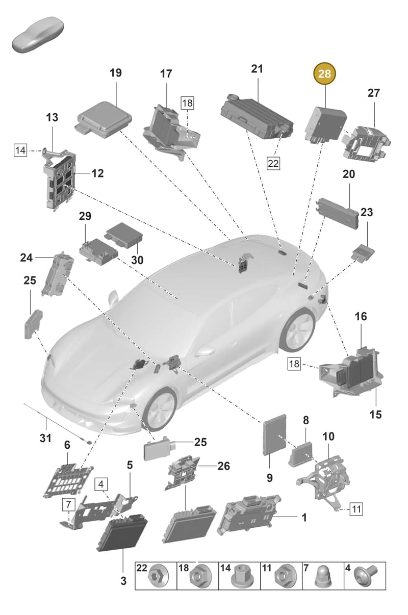 PAB907383D — Porsche Taycan Sport Turismo (2019-2024) diagram p56901040, position 28