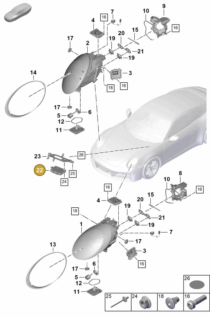 PAB907399B — Porsche 911 (2024-2025) diagram p63908100, position 22