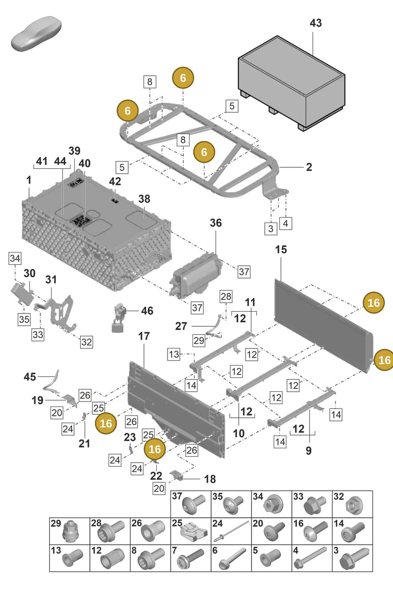 PAB915591G — Porsche Panamera (2020-2023) diagram p58901040, position 6+16