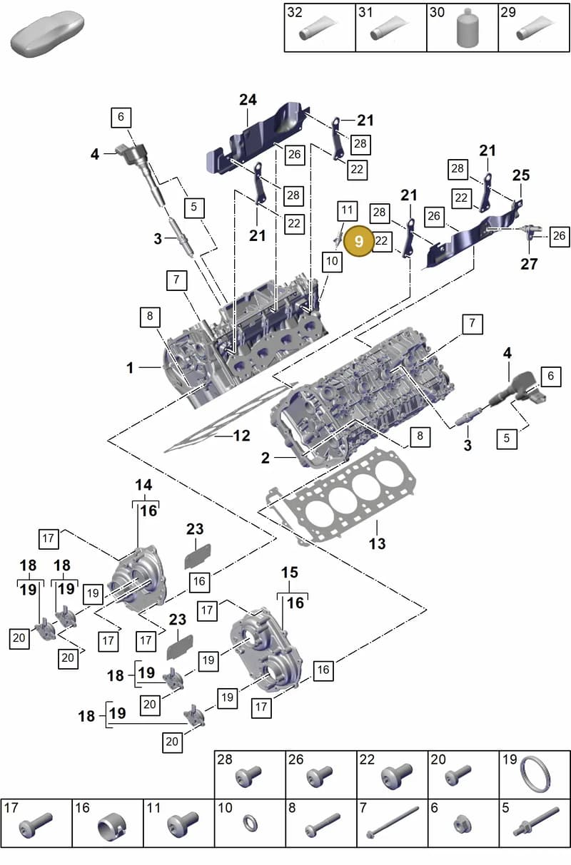PAB919523 — Porsche Cayenne Coupe (2023-2023) diagram p60103020, position 9