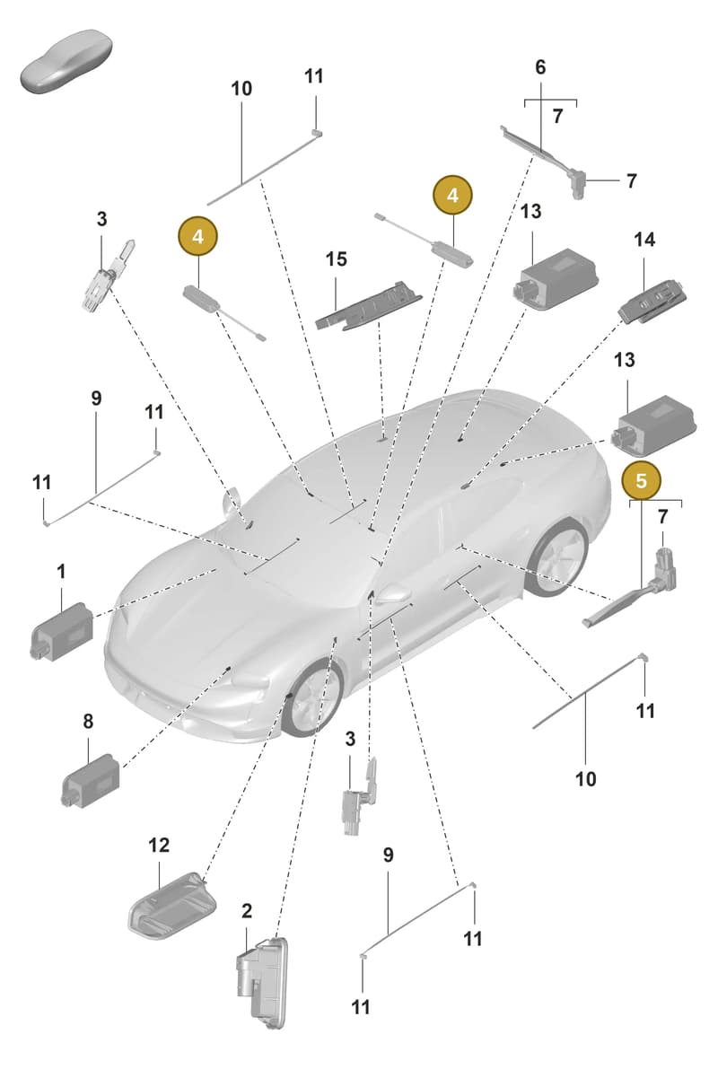 PAB947105 — Porsche Taycan Sport Turismo (2019-2024) diagram p56903040, position 4+5