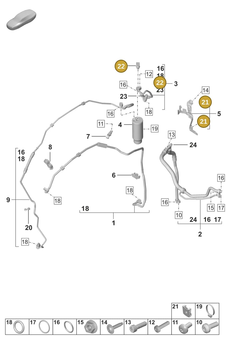PAB959126 — Porsche 911 (2024-2025) diagram p53814700, position 21+22