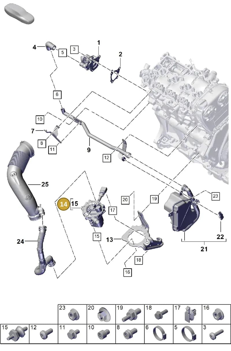 PAB959231A — Porsche Cayenne Coupe (2023-2023) diagram p60108000, position 14