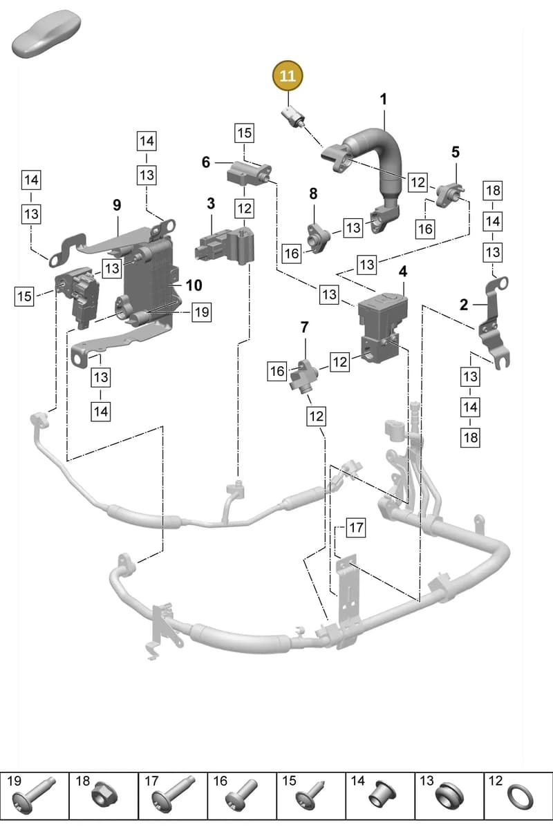 PAB959603B — Porsche Taycan Sport Turismo (2023-2025) diagram p64814350, position 11