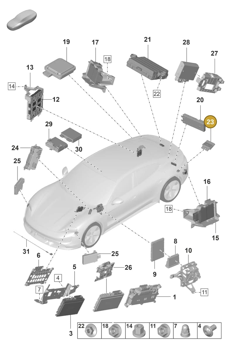 PAB962243 — Porsche Taycan Sport Turismo (2019-2024) diagram p56901040, position 23