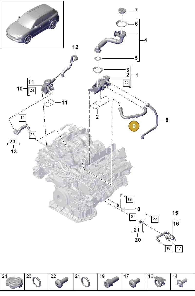 PAC103217H — Porsche Cayenne (2017-2023) diagram p51106030, position 9