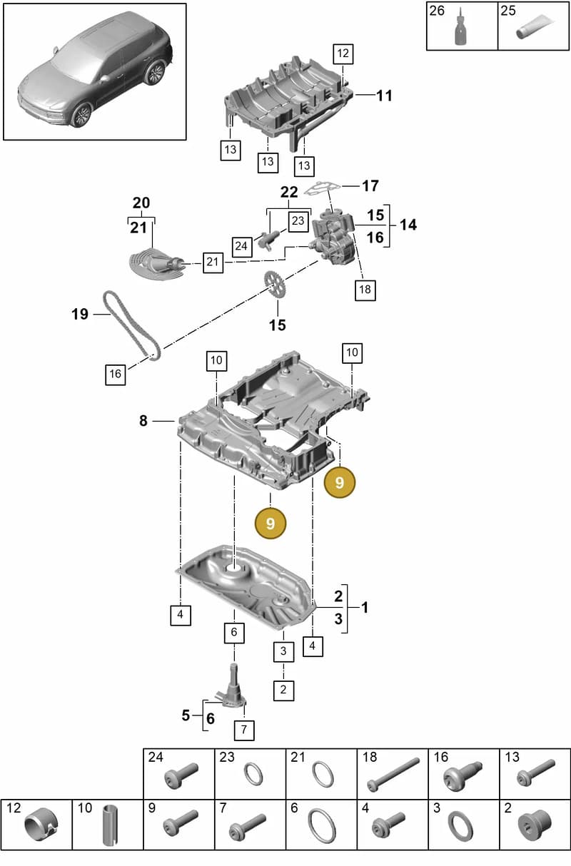 PAC103603 — Porsche Cayenne (2017-2023) diagram p51104030, position 9