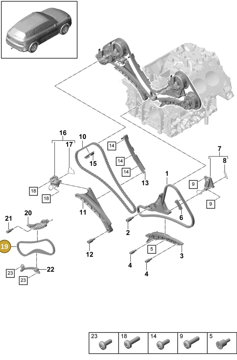 PAC109229 — Porsche Cayenne (2017-2023) diagram p51103080, position 19