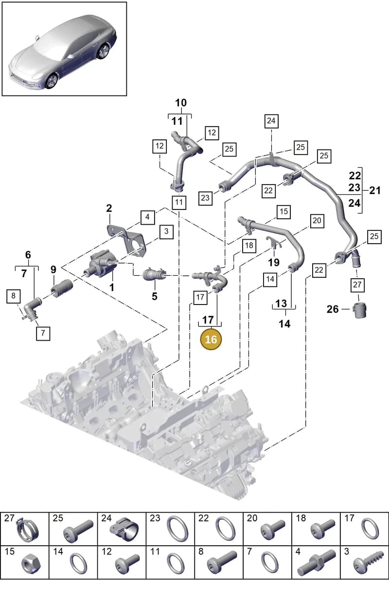 PAC121071 — Porsche Panamera (2016-2020) diagram p49105020, position 16