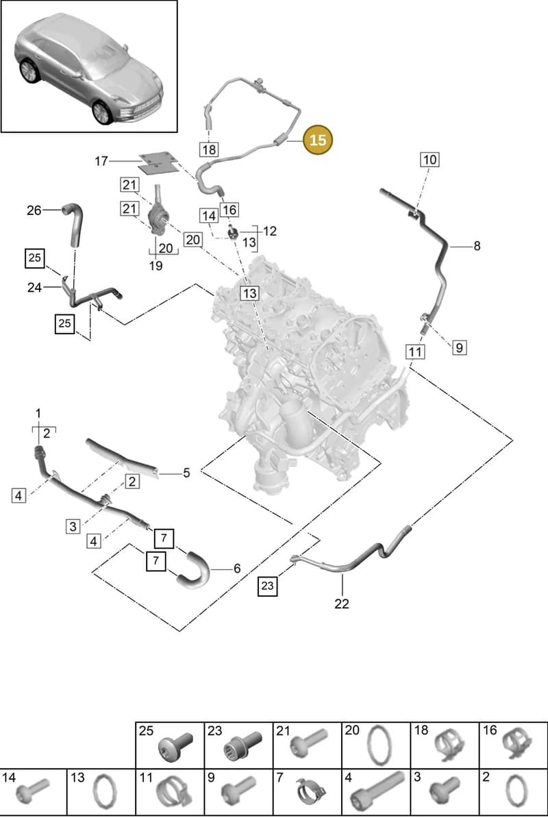PAC121081A — Porsche Macan (2018-2022) diagram p52105070, position 15