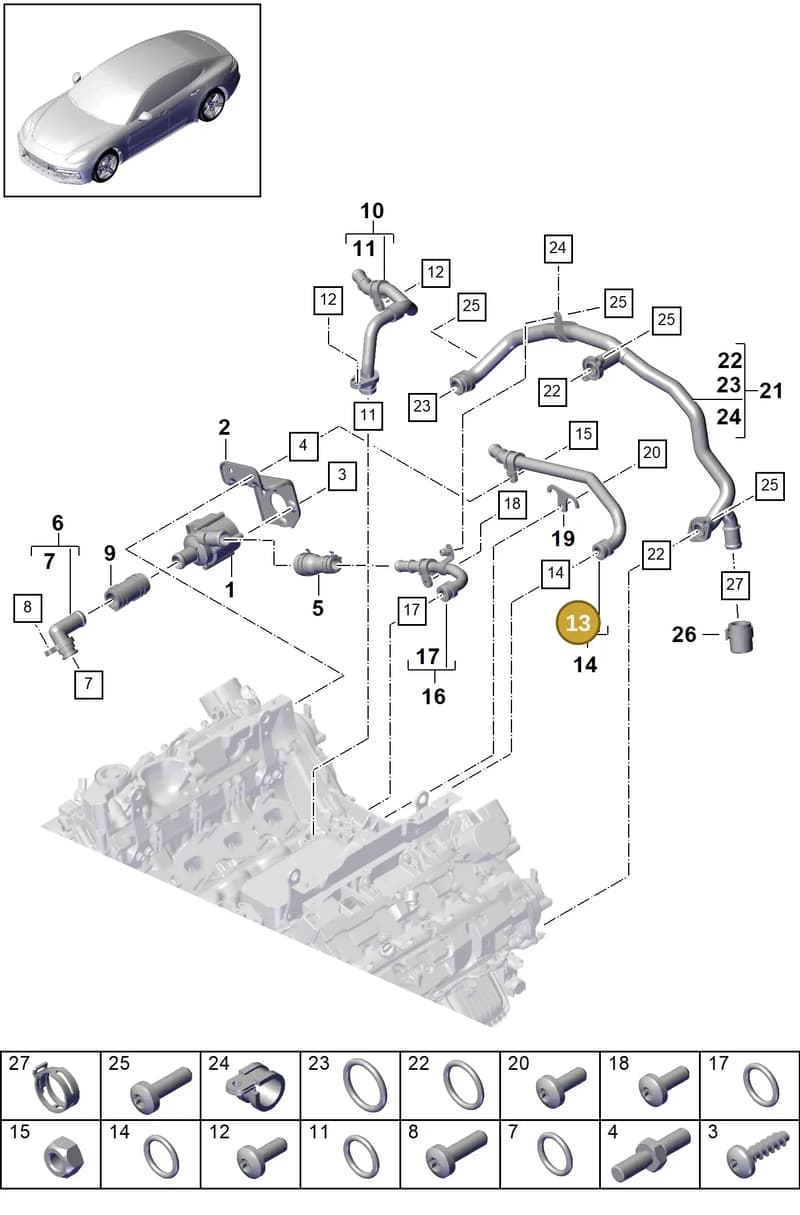 PAC121085 — Porsche Panamera (2016-2020) diagram p49105020, position 13