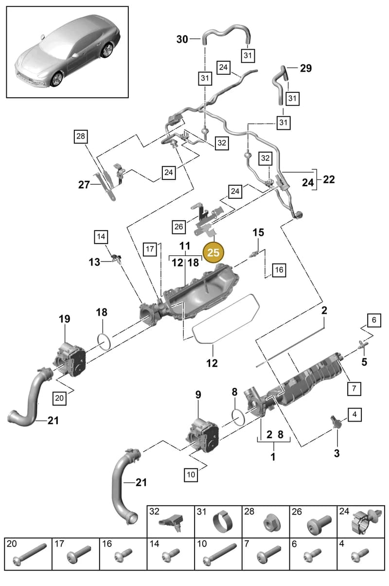 PAC130407A — Porsche Panamera (2016-2020) diagram p49107030, position 25