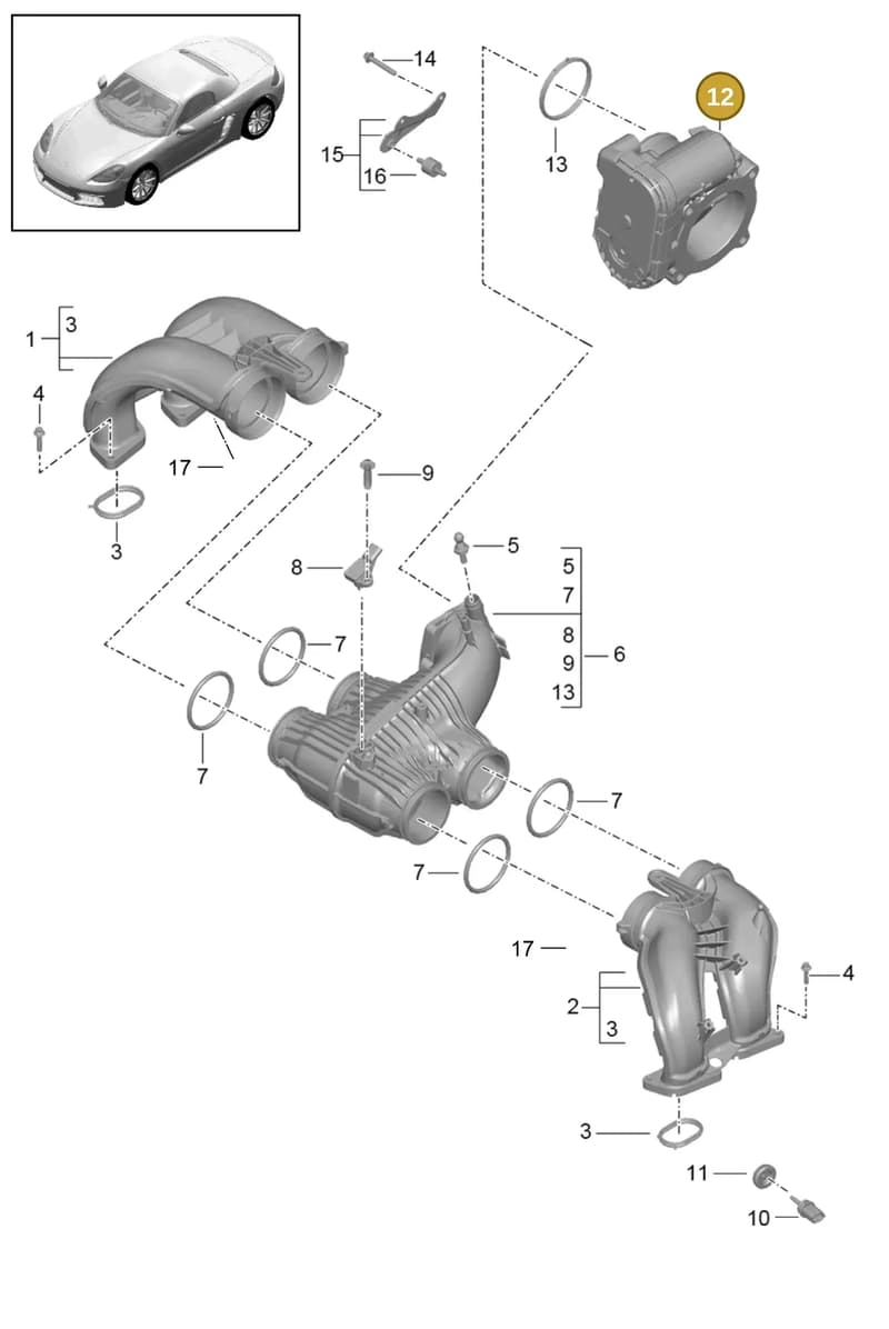 PAC133062 — Porsche Boxster (2016-2019) diagram p48107010, position 12