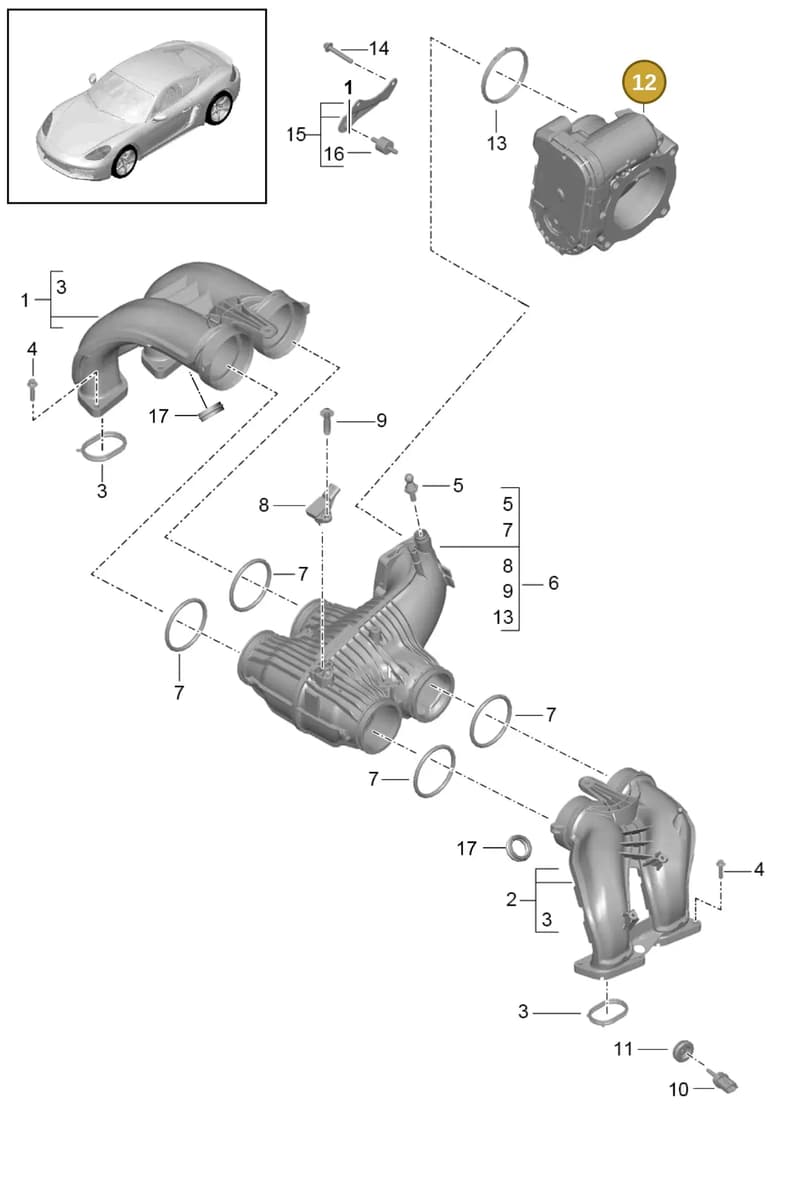 PAC133062 — Porsche Cayman (2016-2019) diagram p50107010, position 12
