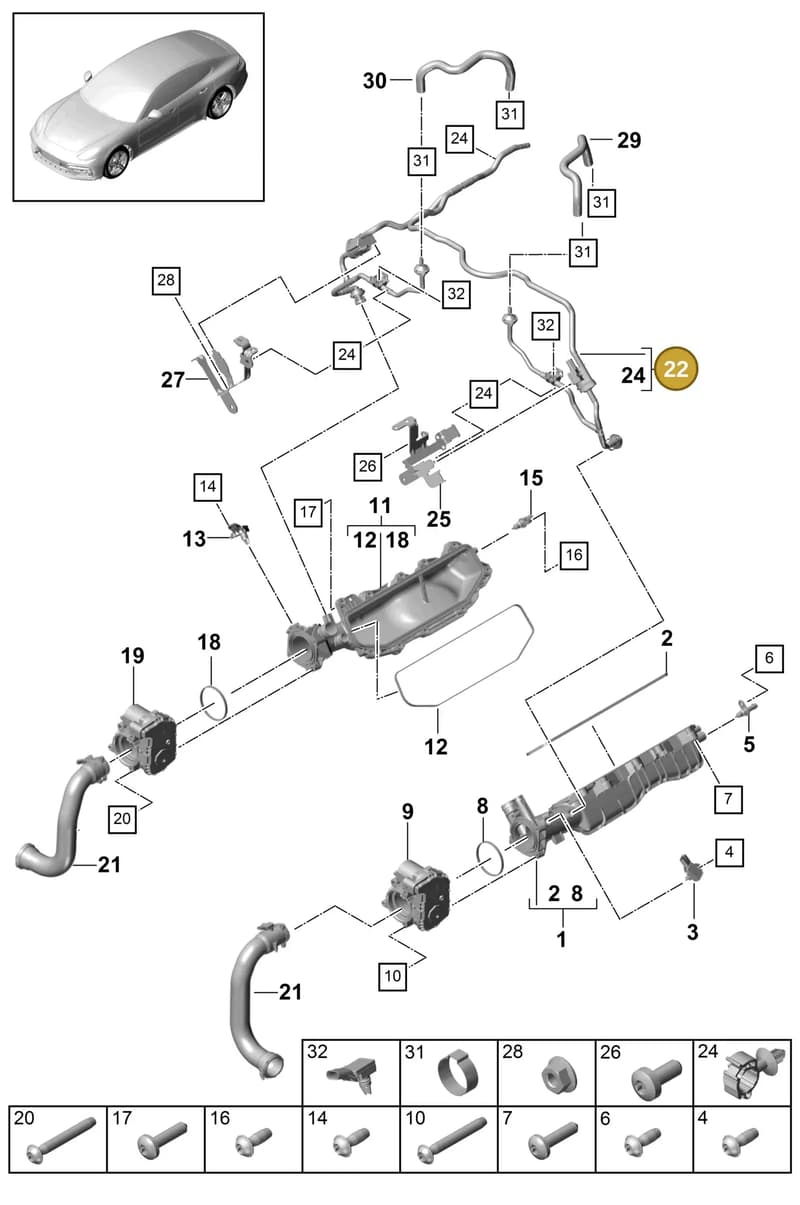 PAC133240C — Porsche Panamera (2016-2020) diagram p49107030, position 22