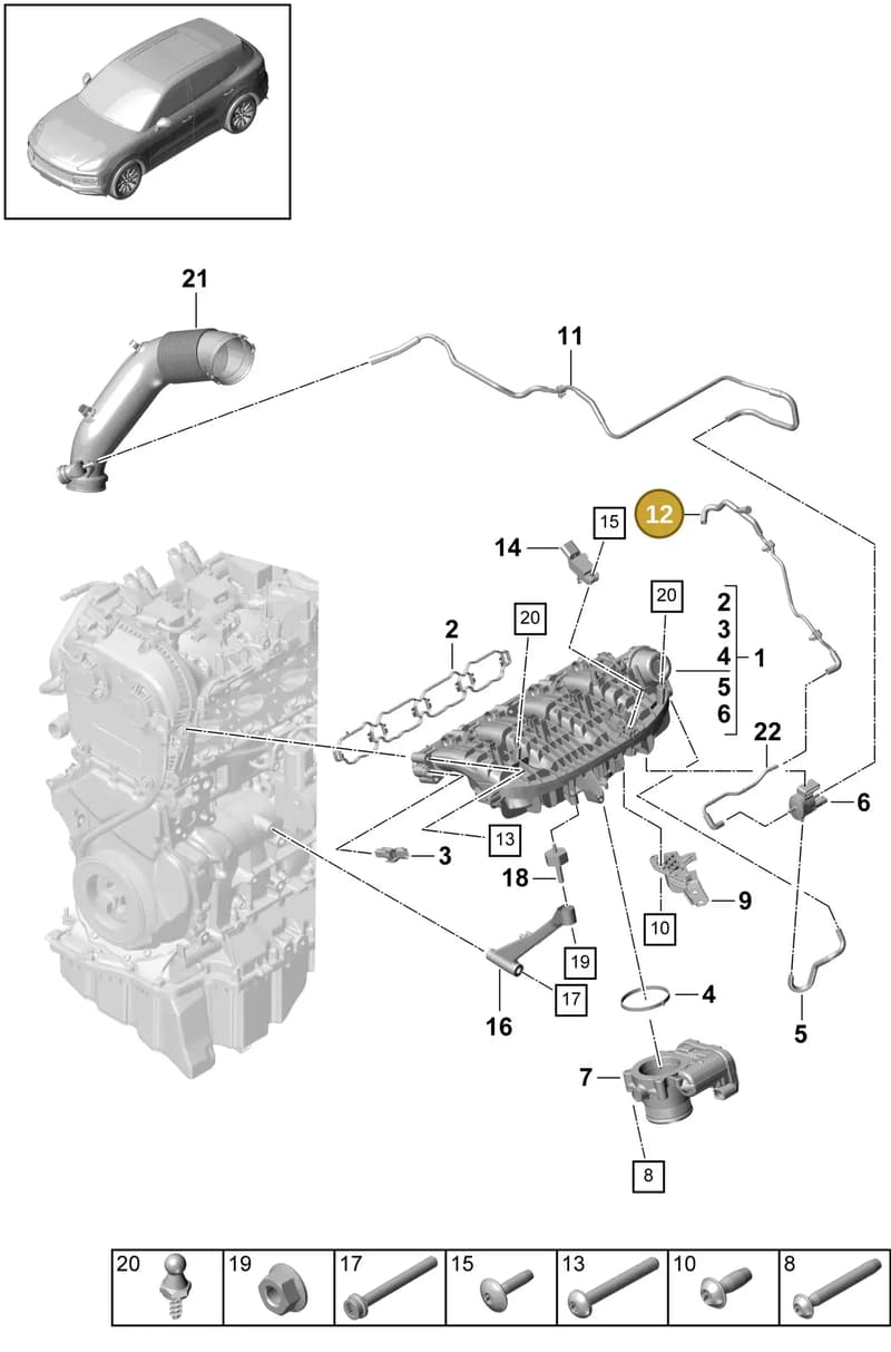 PAC133241 — Porsche Cayenne (2017-2023) diagram p51107050, position 12