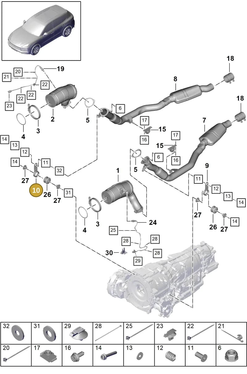 PAC253295 — Porsche Cayenne (2017-2023) diagram p51202065, position 10