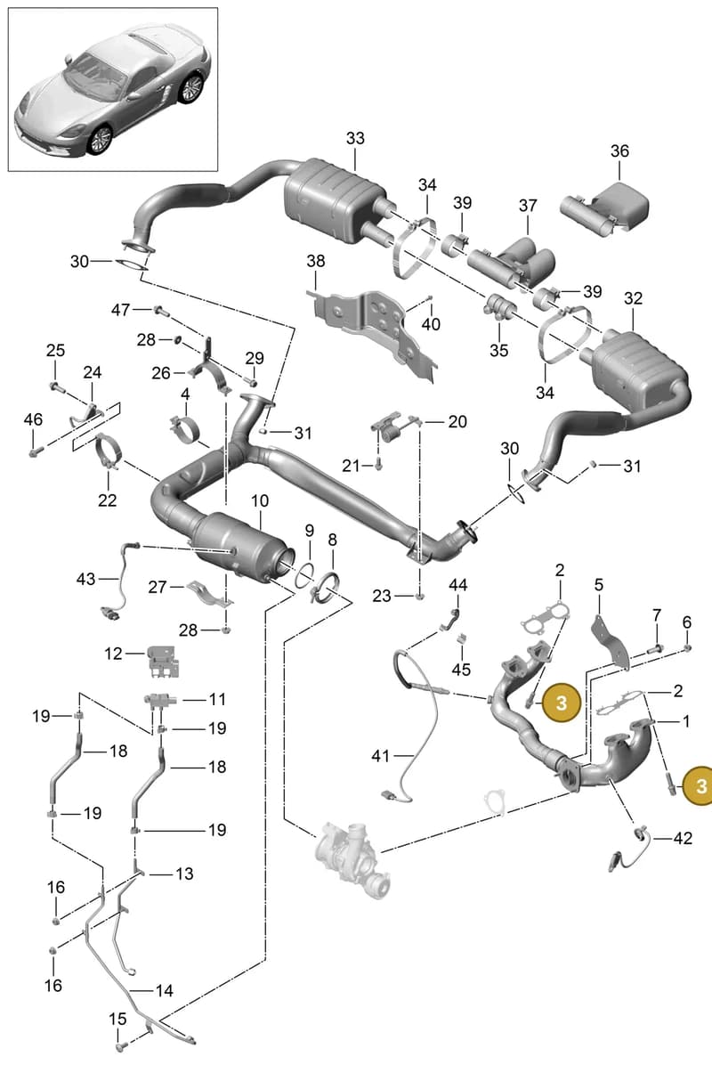 PAC906052 — Porsche Boxster (2016-2019) diagram p48000001, position 3