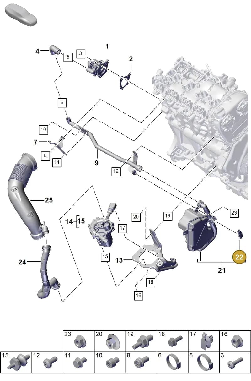 PAC906052 — Porsche Cayenne Coupe (2023-2023) diagram p60108000, position 22